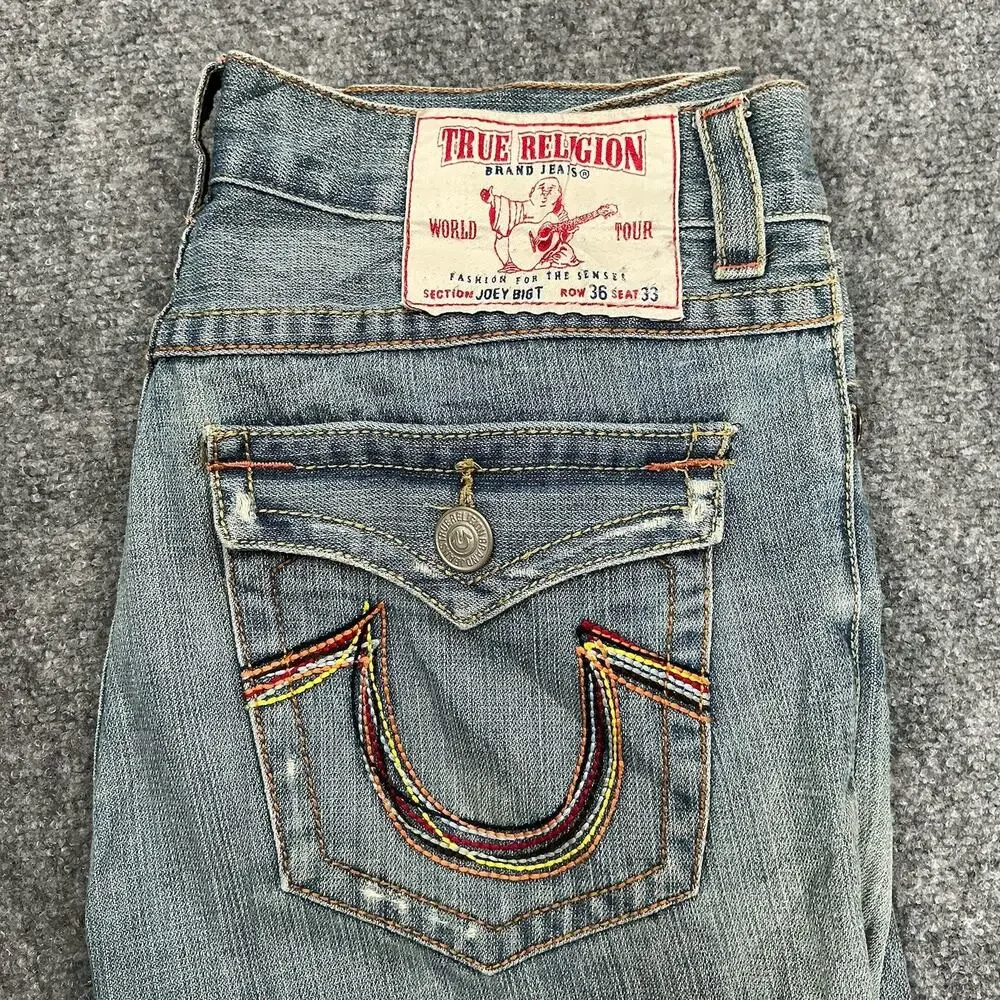 True Religion Y2K Embroidered Back Pocket Bootcut Mens 36x33